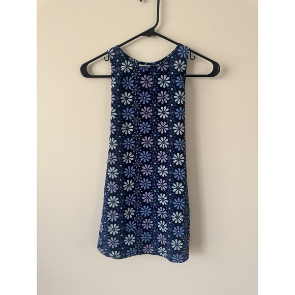 Other - Y2K 90s Vintage SWAT Kids Dress Sundress Jumper Size 5 Polyester Navy Floral